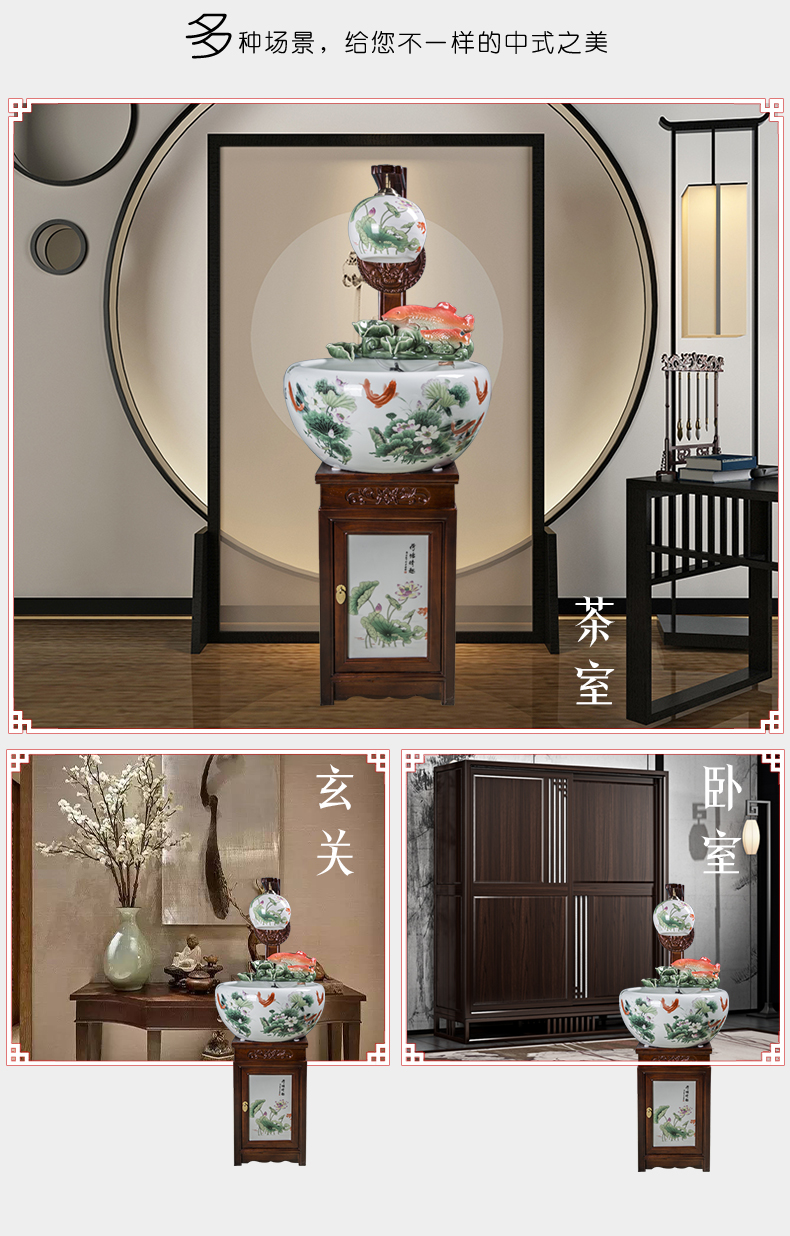 Jingdezhen ceramic sitting room place heavy tank circulation water filter to raise a goldfish bowl goldfish bowl lotus