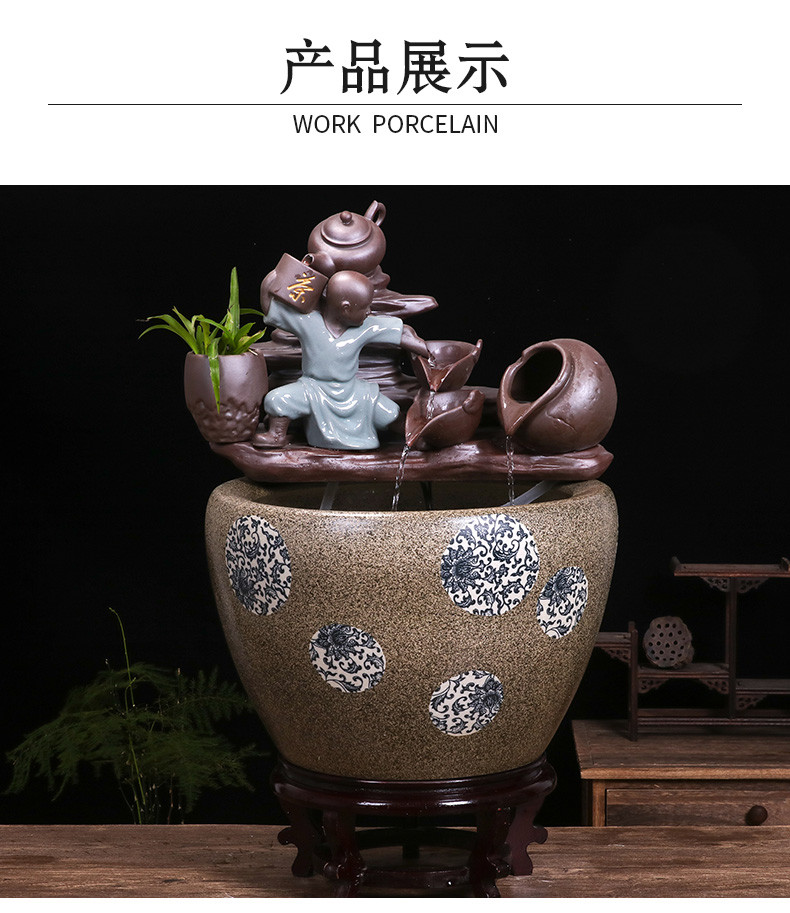 Restoring ancient ways of jingdezhen ceramic aquarium home furnishing articles courtyard circular fountain water goldfish bowl shui plutus turtle cylinder