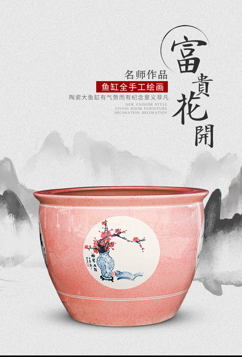 Basin of jingdezhen ceramic aquarium pet gold fish tank water lily lotus king turtle GangPen sitting room place the flood water