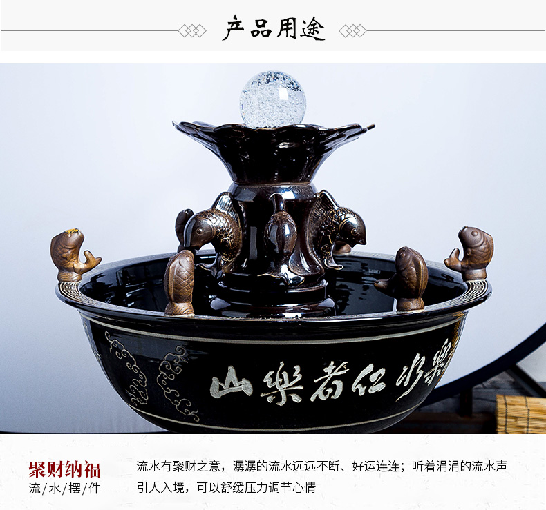 Jingdezhen ceramic aquarium pillar landing brocade carp goldfish bowl sitting room sleep bowl lotus basin water fountain landscape decoration