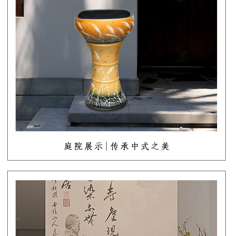 Jingdezhen ceramic aquariums pillar landing LianHe flowerpot brocade carp is suing large goldfish bowl water lily bowl