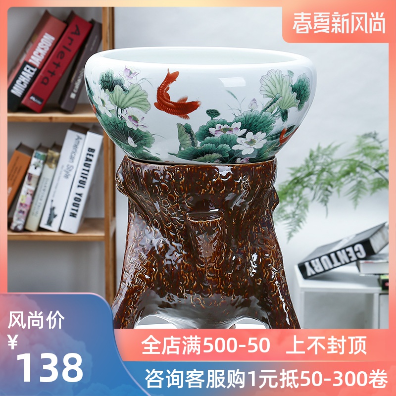 Jingdezhen aquariums small sitting room feng shui plutus pillar landing turtle goldfish pond lily bowl lotus