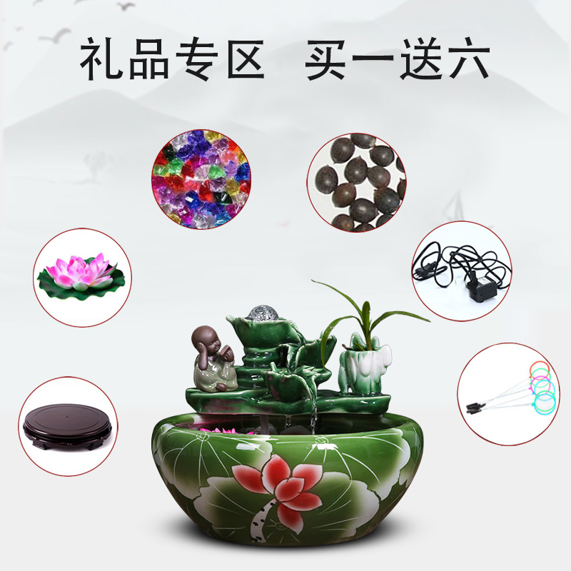 Art spirit of jingdezhen ceramic cylinder aquariums balcony gold furnishing articles lotus desktop small circulation water fish bowl