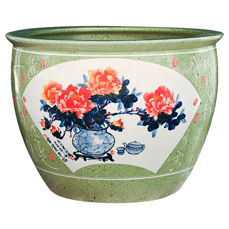 Jingdezhen ceramic tank sitting room home oversized tank feng shui plutus courtyard goldfish bowl fish basin furnishing articles