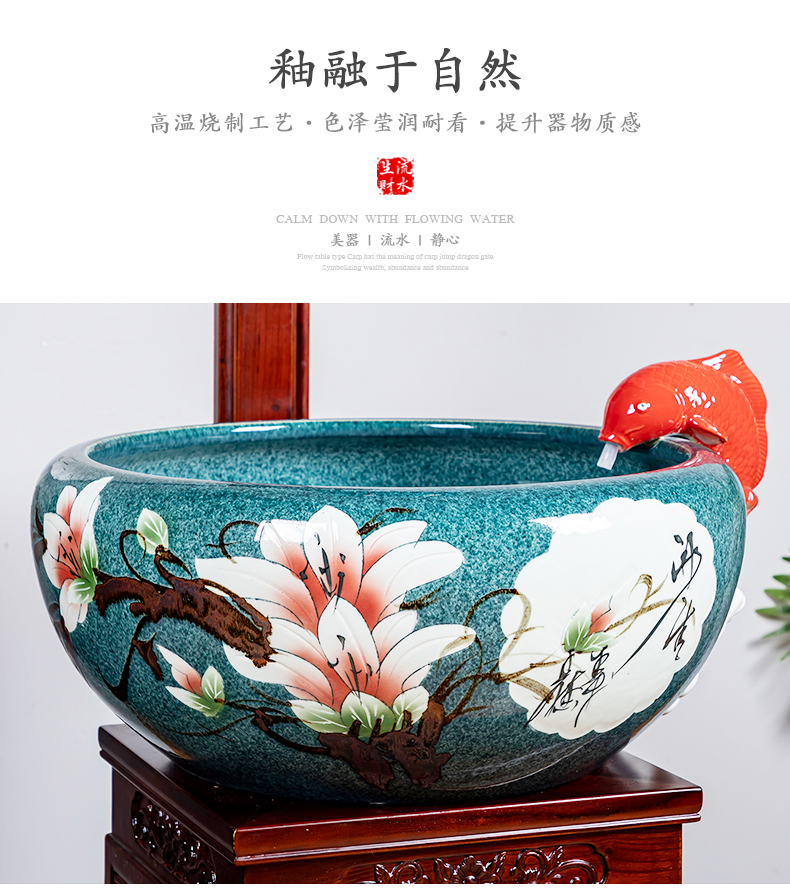 Jingdezhen ceramic cabinet demand goldfish tank be born feel sea cylinder porcelain jar home sitting room porch fish bowl