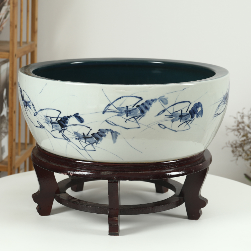 Jingdezhen ceramic aquarium a small goldfish bowl lotus lotus flower pot lotus cylinder cylinder tortoise desktop refers to basin