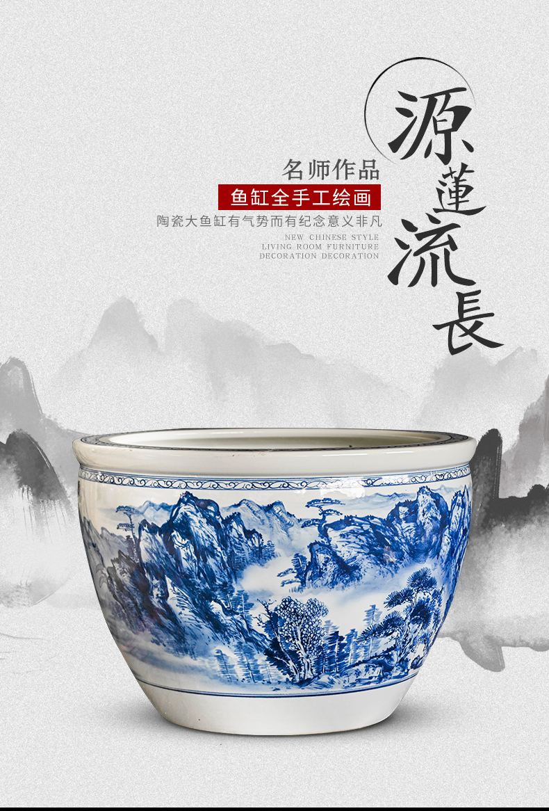 Package mail jingdezhen ceramic aquarium 1 meter extra large goldfish bowl lotus basin big bowl lotus lotus cylinder cylinder cylinder tortoise
