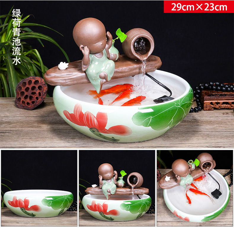 Jingdezhen ceramic aquarium desktop fountain water tank household small fish bowl decorated living room a goldfish bowl