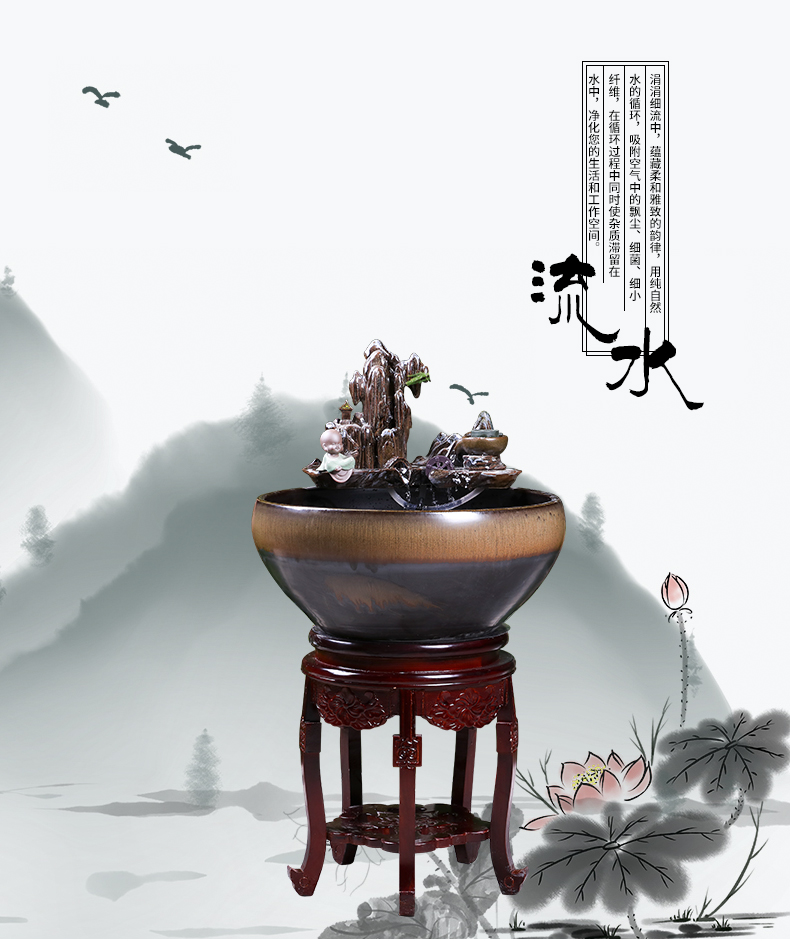 Jingdezhen ceramic filter water fountain in the sitting room adornment tank column humidifying furnishing articles fish basin landscape