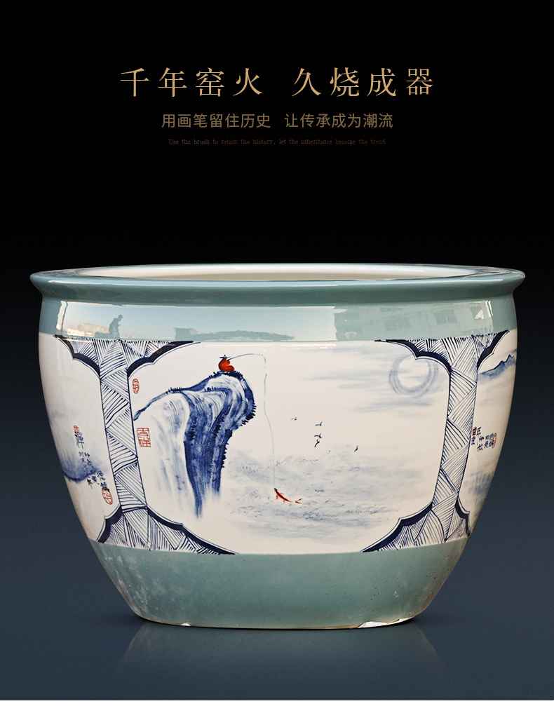 Ceramic aquarium size extra large courtyard lotus lotus flower POTS outside aquarium tank wind collectors cylinder tank