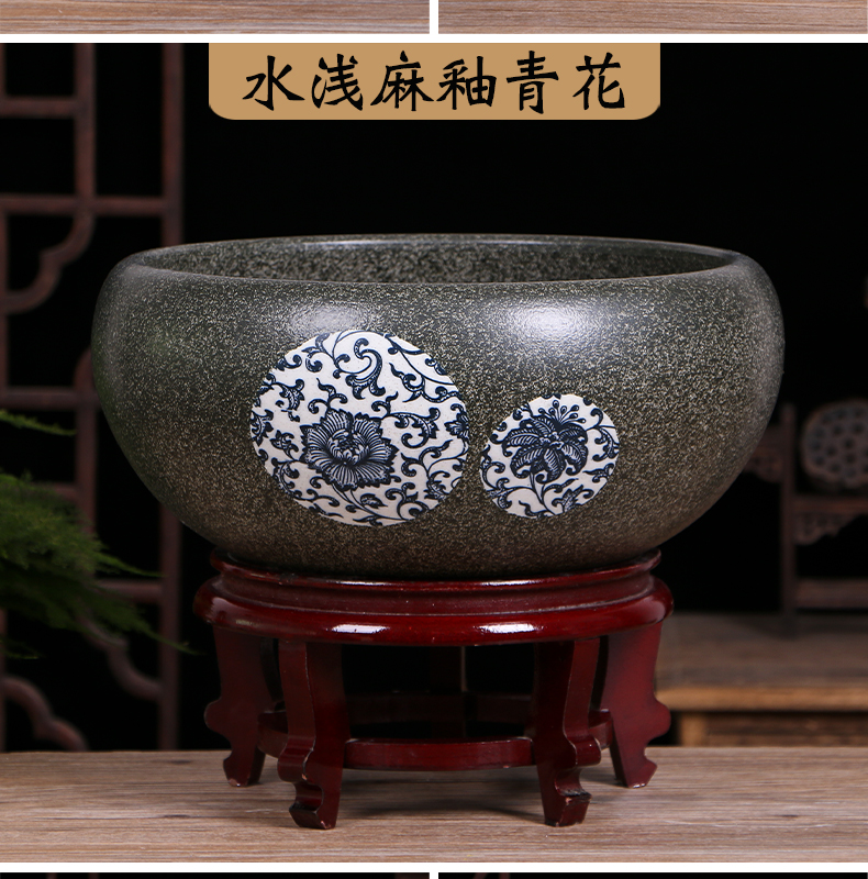 Jingdezhen ceramic aquarium basin lotus small tortoise fish bowl lotus pond lily home furnishing articles aquarium creative