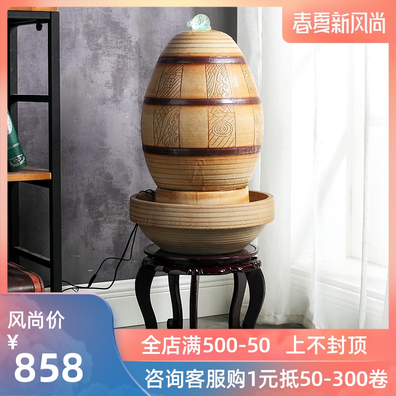 Jingdezhen ceramic fish small sitting room aquarium water fountain creative household humidifier water tank