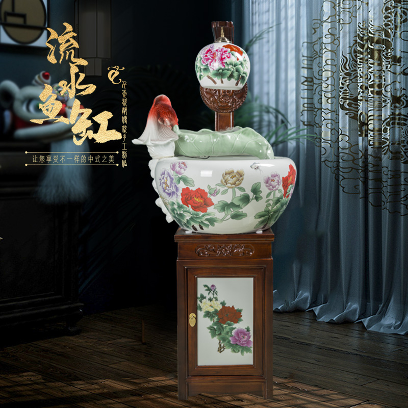 Art spirit of jingdezhen ceramic aquarium tank circulation water filter and oxygen goldfish bowl sitting room the tortoise cylinder aquarium