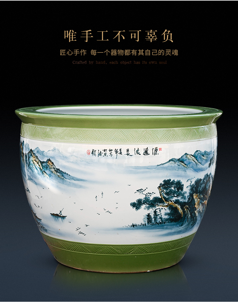 Packages mailed jingdezhen ceramic tank 1 m extra large household porcelain jar goldfish bowl sitting room of large courtyard tortoise cylinder