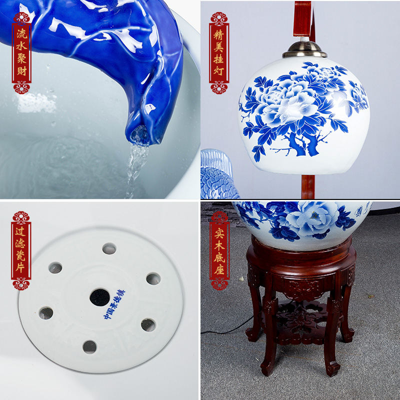 Jingdezhen ceramic aquarium water spray atomization with lamp filter tank goldfish bowl sitting room adornment small place
