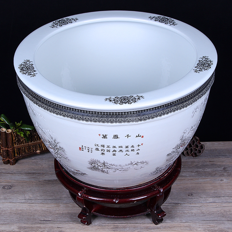 Jingdezhen ceramic aquarium pet gold fish tank water lily basin bowl lotus lotus cylinder cylinder tortoise GangPen sitting room place the flood water