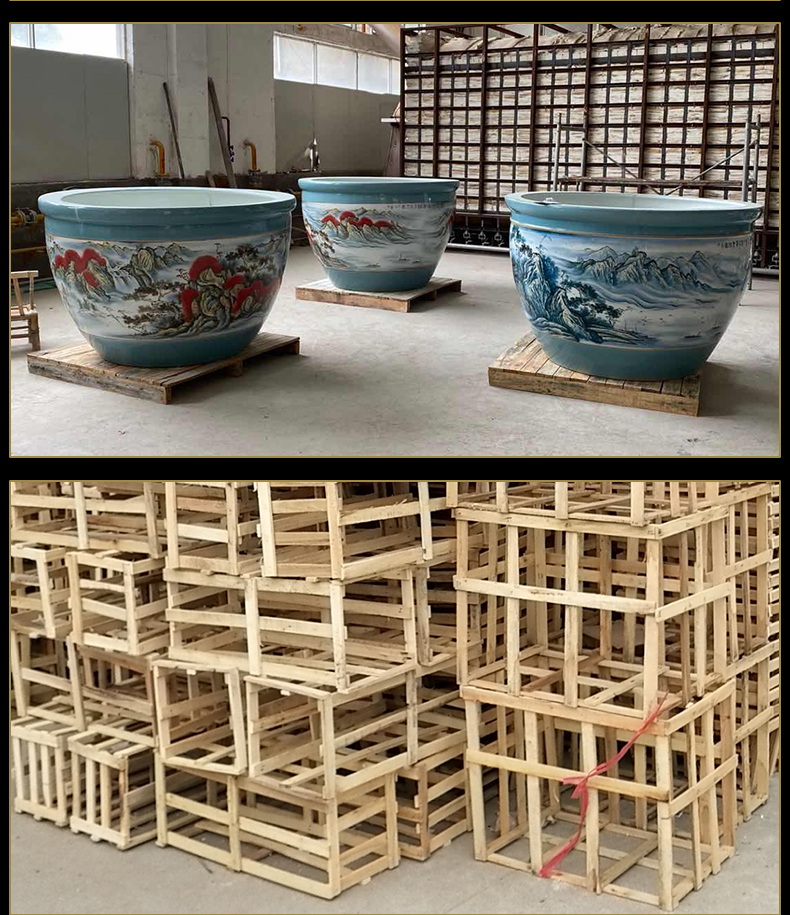 Jingdezhen ceramic tank sitting room home oversized tank feng shui plutus courtyard goldfish bowl fish basin furnishing articles