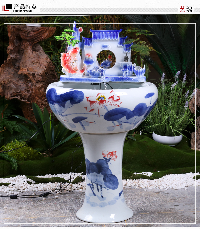 Jingdezhen ceramics pillar landing fish king goldfish bowl lotus basin brocade carp cylinder tortoise