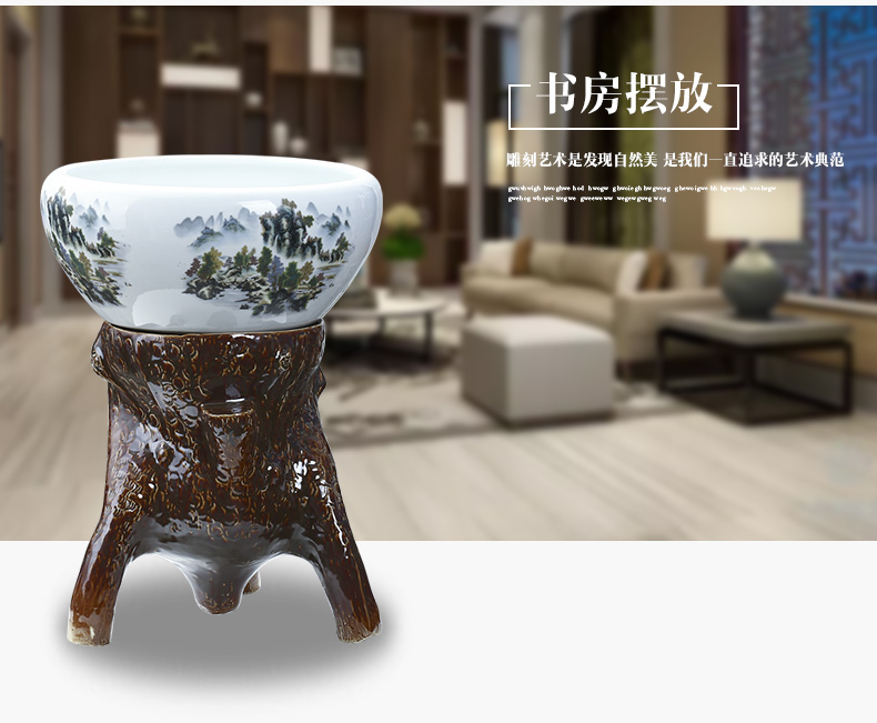 Jingdezhen ceramic aquarium raising goldfish bowl sitting room place bowl lotus lotus cylinder cylinder creative water GangPen tortoise