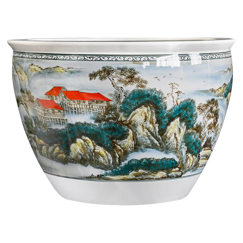 Jingdezhen packages mailed ceramic aquarium 1 meter extra large porcelain jar water lily basin courtyard lotus bowl lotus cylinder cylinder tortoise