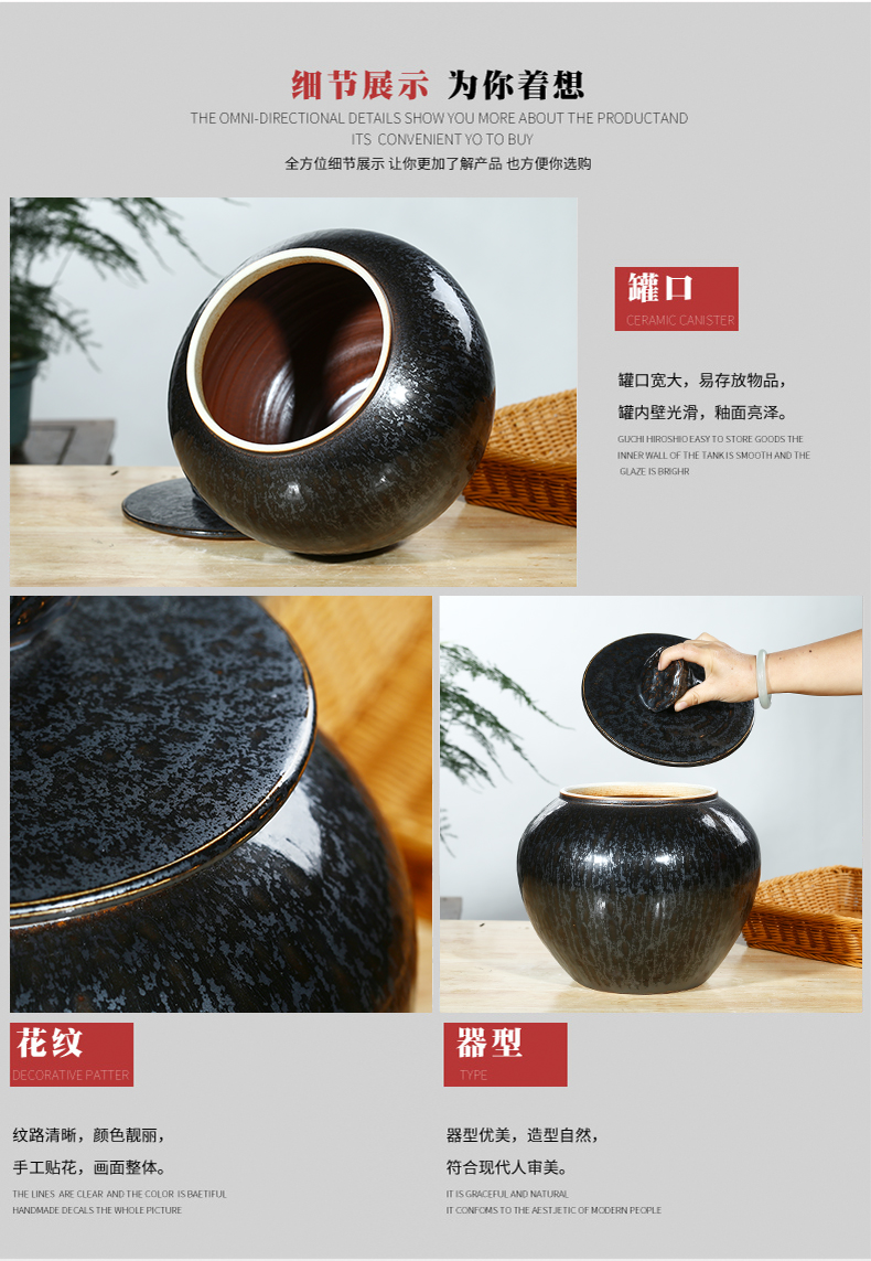 Jingdezhen ceramic barrel ricer box meter box 20 jins storage barrel with cover seal household moistureproof insect - resistant rice pot