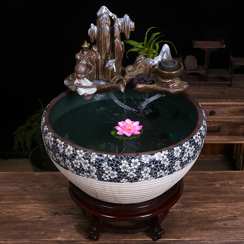 Package mail jingdezhen ceramic circulating water fountain in the goldfish bowl sitting room feng shui furnishing articles the lotus pond lily bowl lotus basin