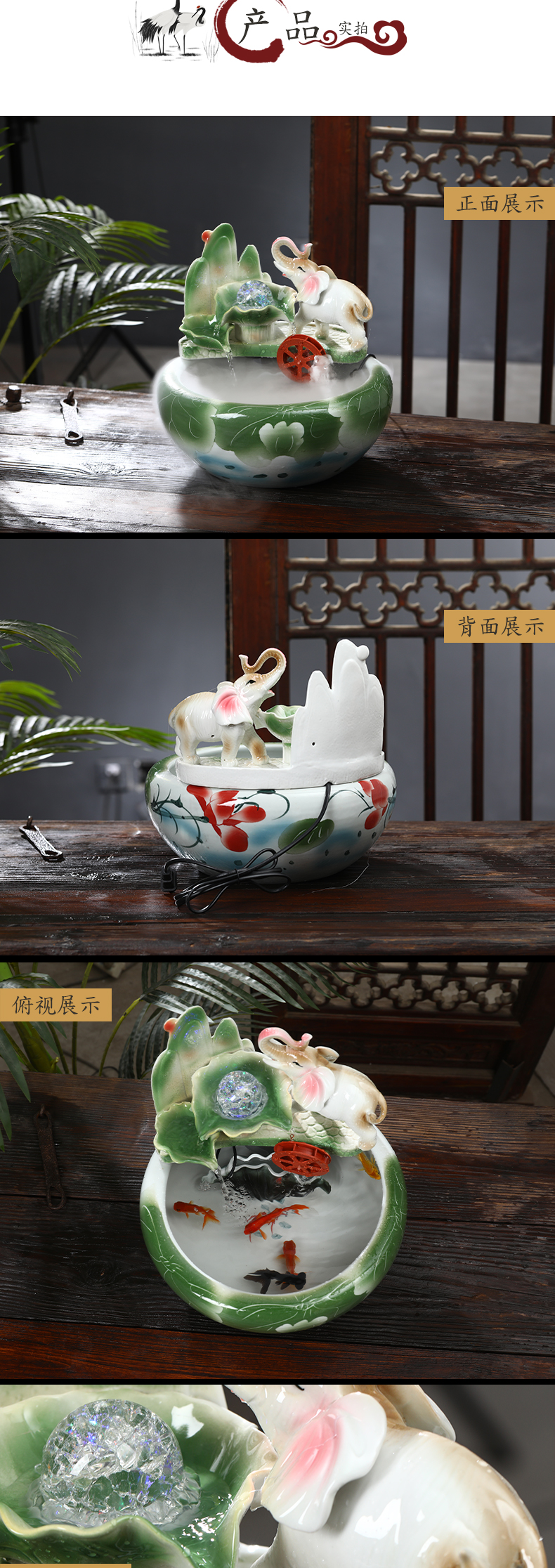 Chinese creative ceramic water aquariums home sitting room goldfish bowl office desktop humidifying geomancy fortune