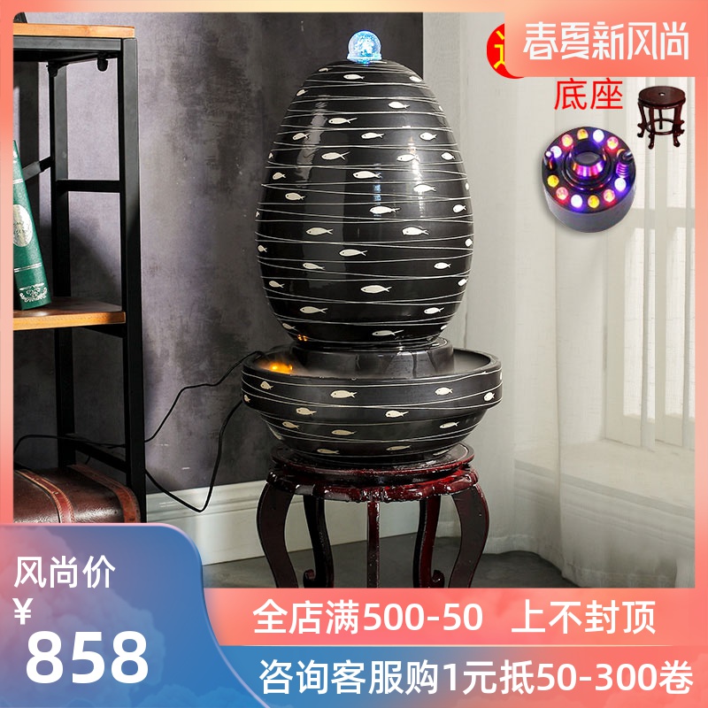 Jingdezhen ceramic fish small sitting room aquarium water fountain creative household humidifier water tank
