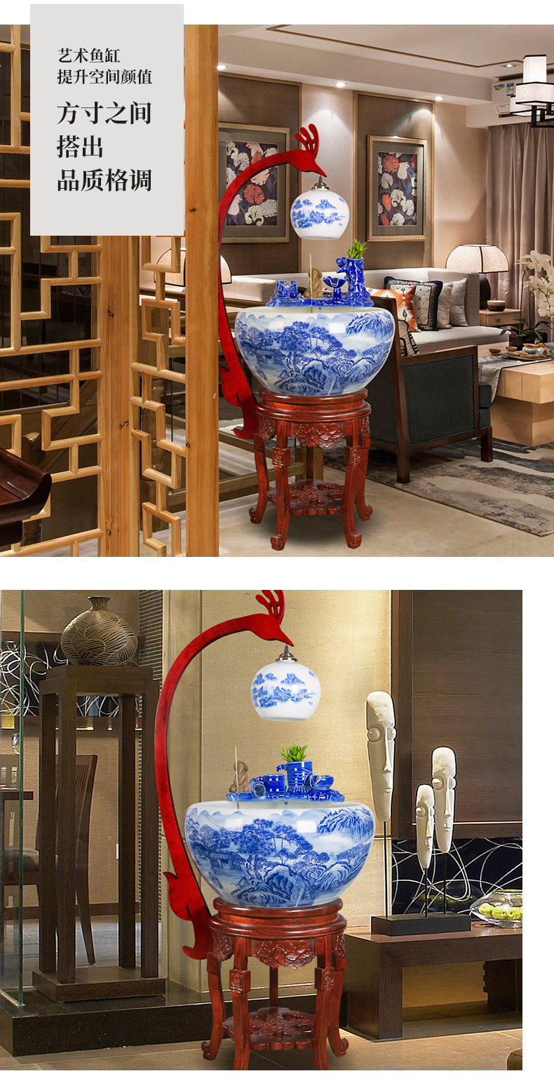 Art soul large jingdezhen ceramic aquarium circulating water informs the filtering gold aquariums landing a large sitting room