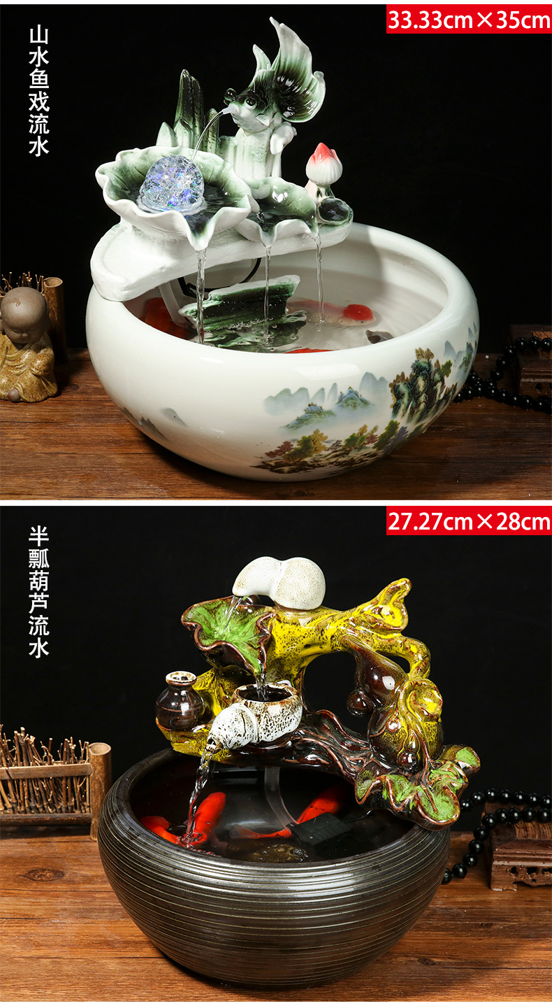 Jingdezhen ceramic small water humidification decoration aquariums furnishing articles circulating water fish farming household act the role ofing is tasted