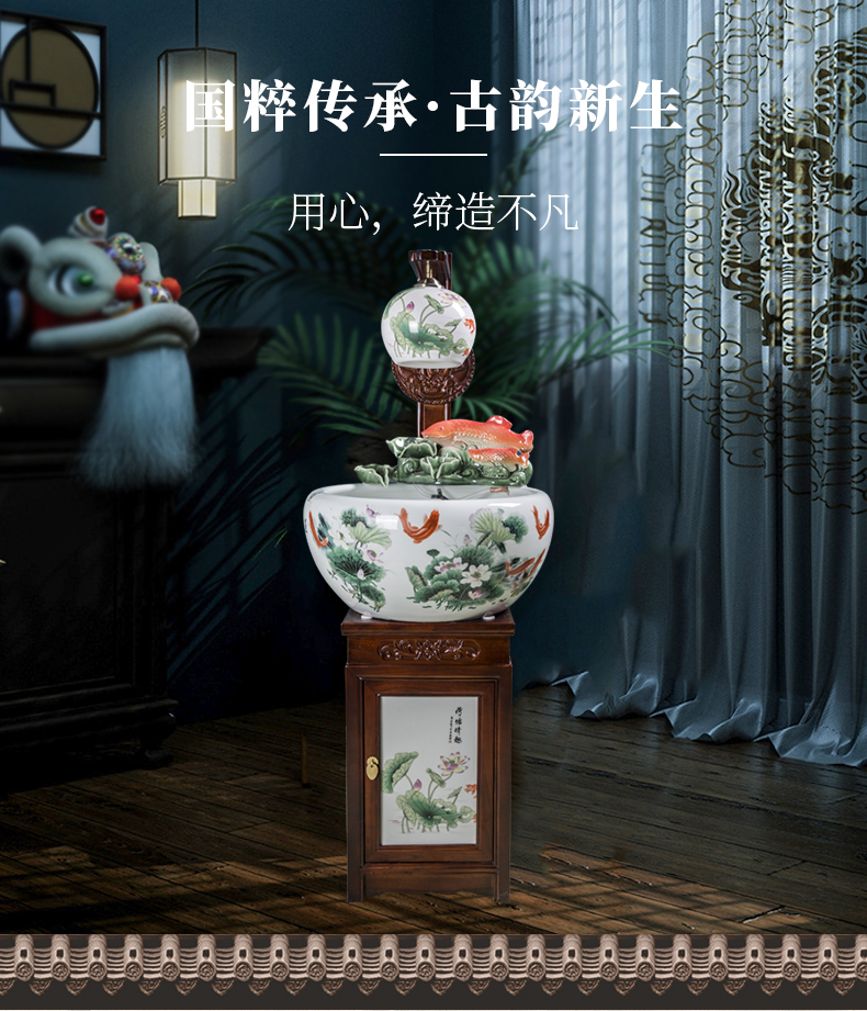 Jingdezhen ceramic sitting room place heavy tank circulation water filter to raise a goldfish bowl goldfish bowl lotus