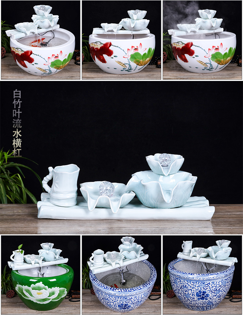 Jingdezhen ceramic aquarium creative household humidifier small fish water, water fountain place indoor