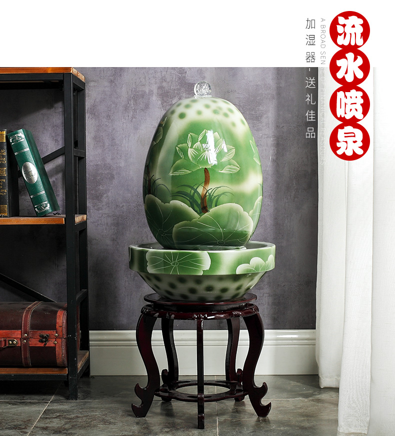 Jingdezhen ceramic fish small sitting room aquarium water fountain creative household humidifier water tank