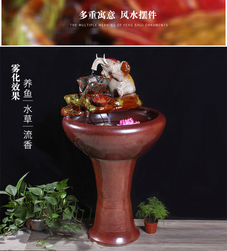 Jingdezhen ceramics pillar landing fish tank oversized LianHe flowerpot brocade carp cylinder goldfish bowl water lily bowl