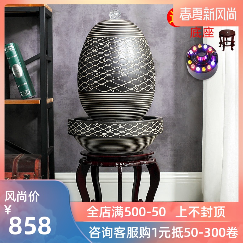 Jingdezhen ceramic household fish living room small water fountain humidifier water aquarium creative opening gifts