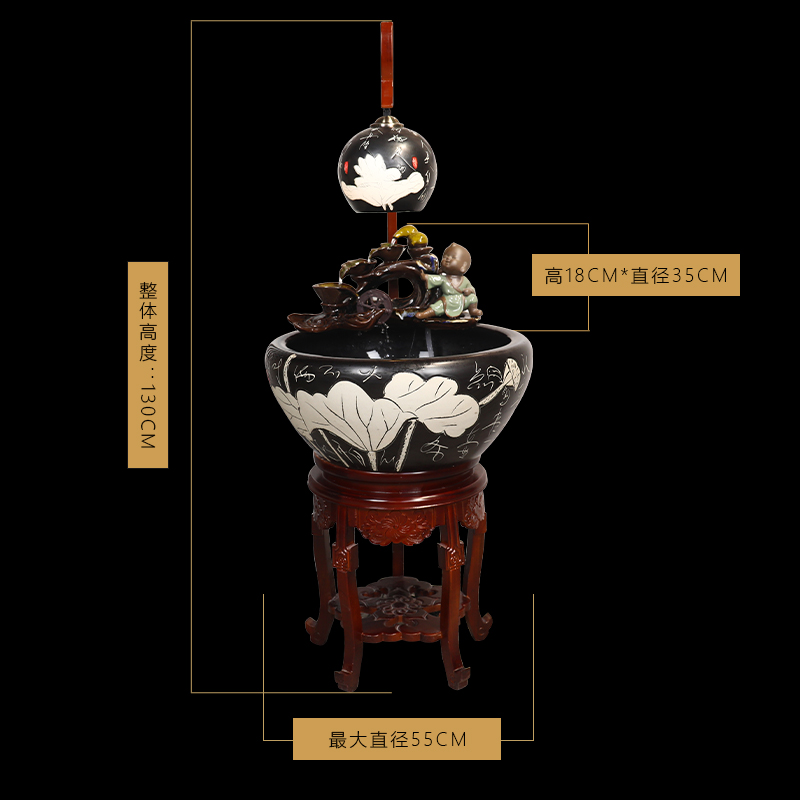 Oversized with lamp jingdezhen ceramic aquarium fish basin to circulating water turtle cylinder goldfish bowl lotus