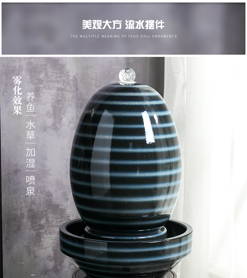 Jingdezhen ceramic fish small sitting room aquarium water fountain creative household humidifier water tank