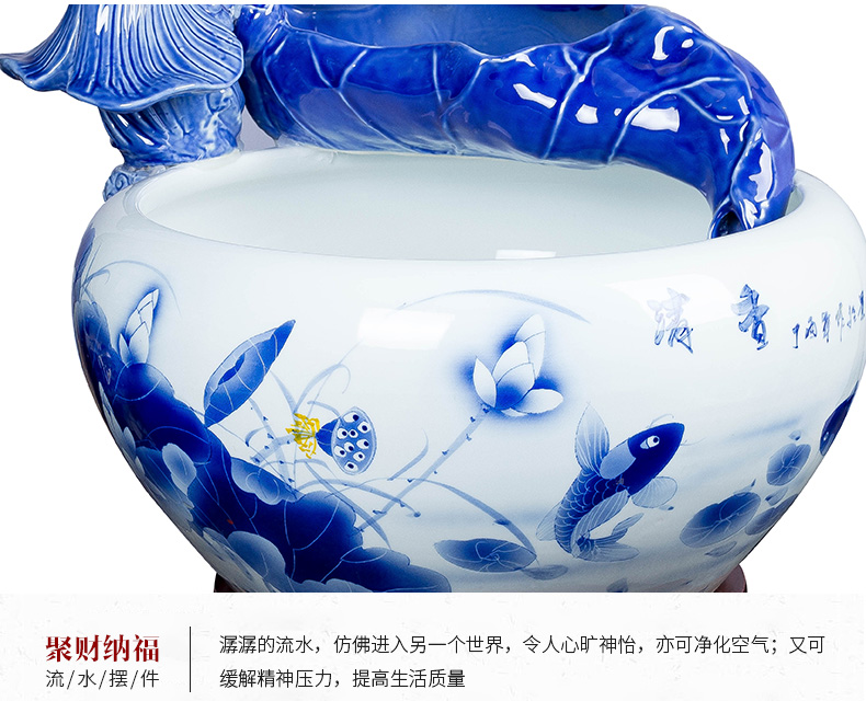 Chinese style household jingdezhen ceramic aquarium oversized to raise a goldfish bowl loop filter tank - oxygen atomization tank