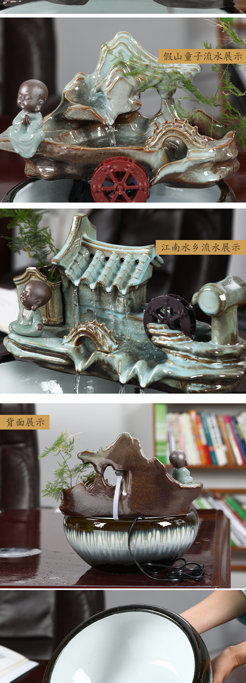 Ceramic up tank sitting room circulating water tank housewarming furnishing articles balcony garden lotus fish bowl