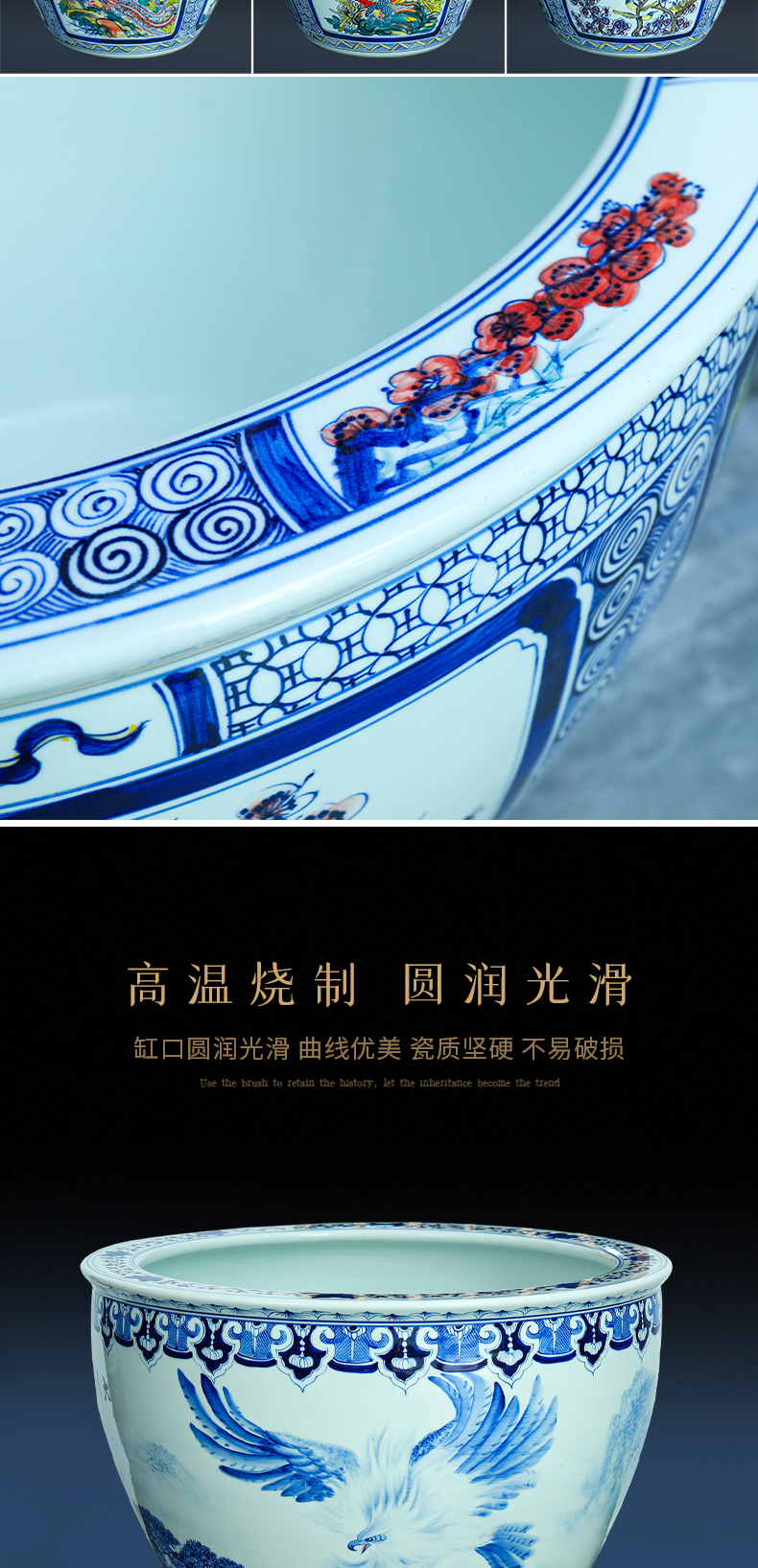 Jingdezhen ceramic aquarium water lily basin bowl lotus lotus cylinder cylinder raise goldfish bowl tortoise GangPen sitting room place the flood water