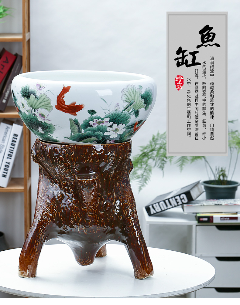 Jingdezhen aquariums small sitting room feng shui plutus pillar landing turtle goldfish pond lily bowl lotus