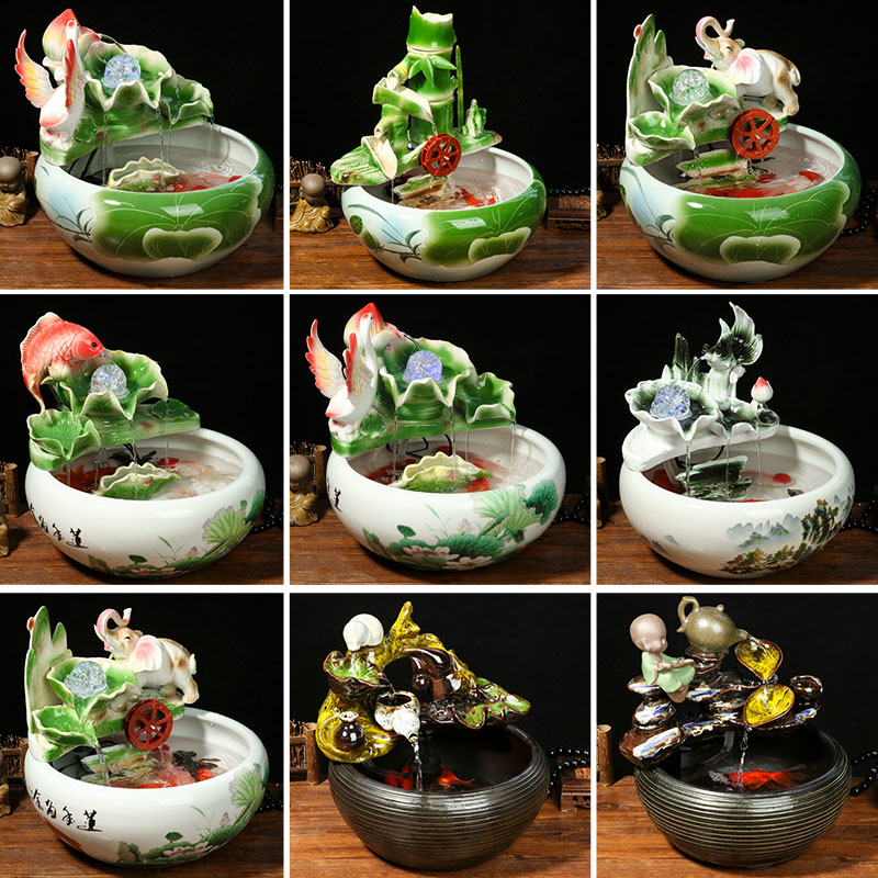Jingdezhen ceramic small water humidification decoration aquariums furnishing articles circulating water fish farming household act the role ofing is tasted