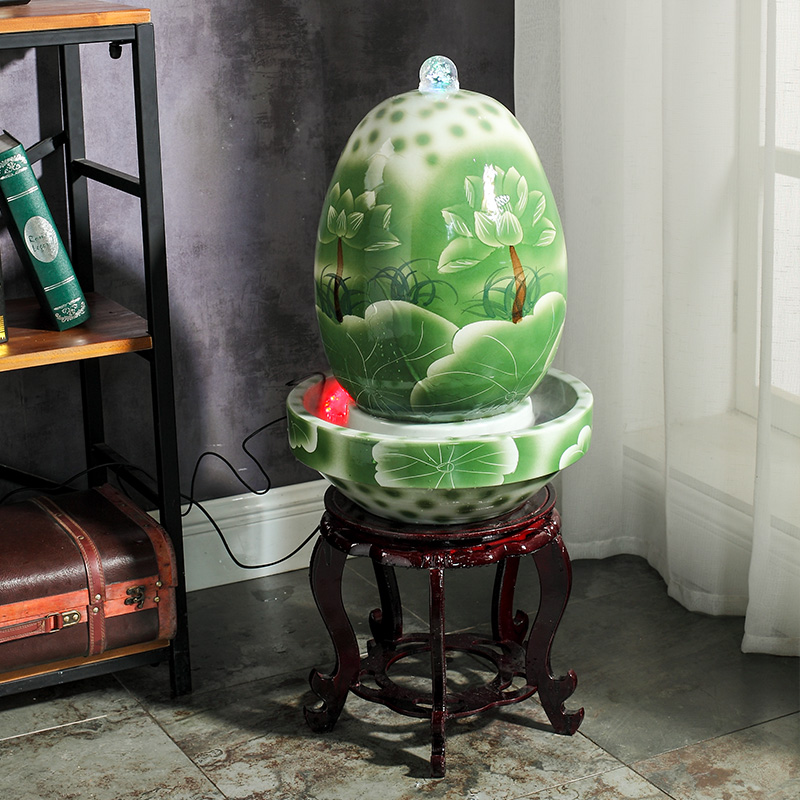 Jingdezhen ceramic fish small sitting room aquarium water fountain creative household humidifier water tank