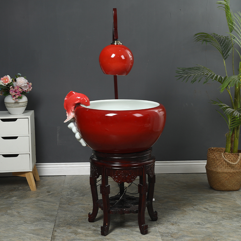 Jingdezhen ceramic aquarium filter home office open ceramic with lamp water aquarium decorative furnishing articles
