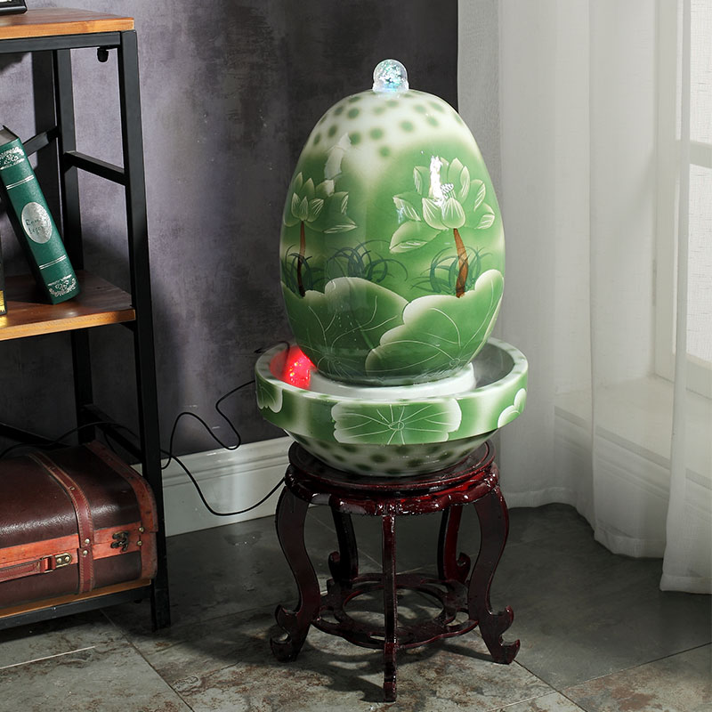 Jingdezhen ceramic fish small sitting room aquarium water fountain creative household humidifier water tank