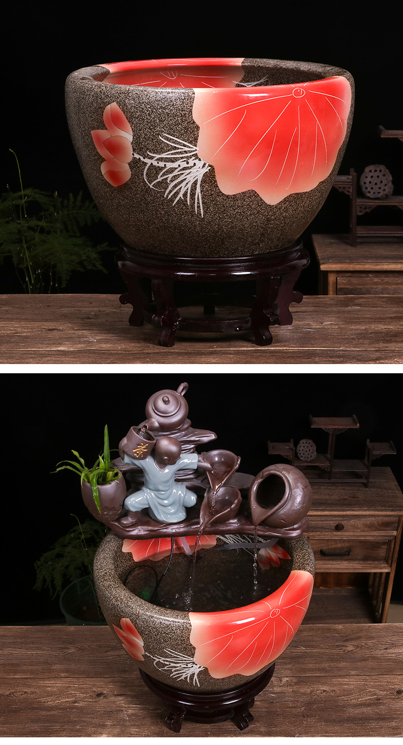 Jingdezhen ceramic aquarium small household adornment miniascape of furnishing articles desktop goldfish bowl office sitting room aquarium fish