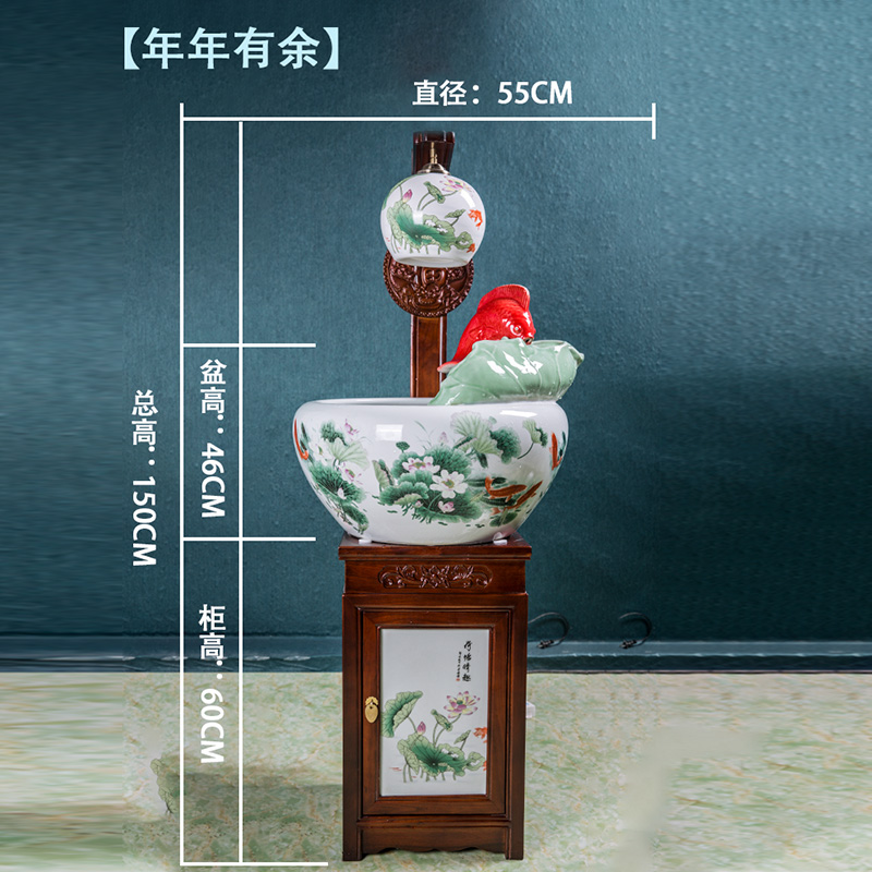 Jingdezhen ceramic filter home sitting room adornment aquariums circulating water feng shui plutus solid wood, hanging lamp