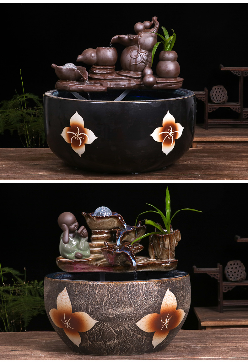 Jingdezhen ceramic aquarium bowl lotus lotus basin of circulating water device goldfish bowl raising goldfish bowl home furnishing articles