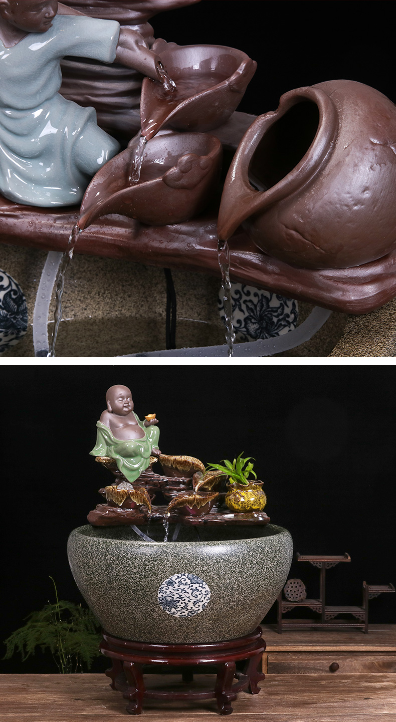 Restoring ancient ways of jingdezhen ceramic aquarium home furnishing articles courtyard circular fountain water goldfish bowl shui plutus turtle cylinder