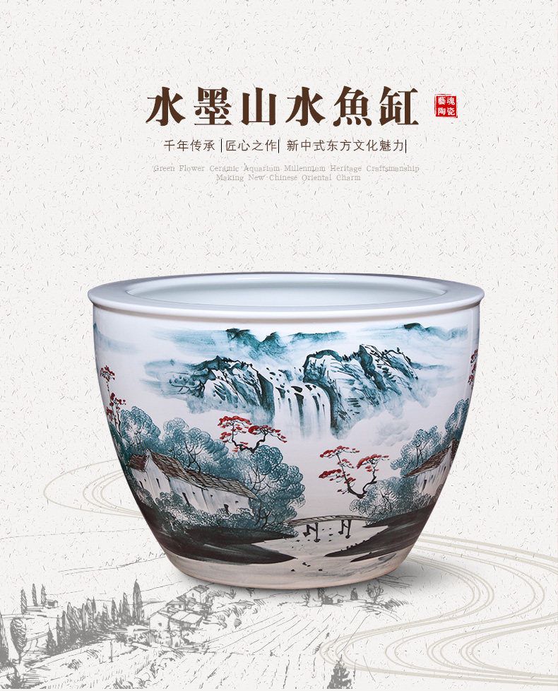 Jingdezhen ceramic aquarium tank 1 m porcelain jar goldfish bowl lotus lotus POTS bowl lotus cylinder cylinder tortoise courtyard